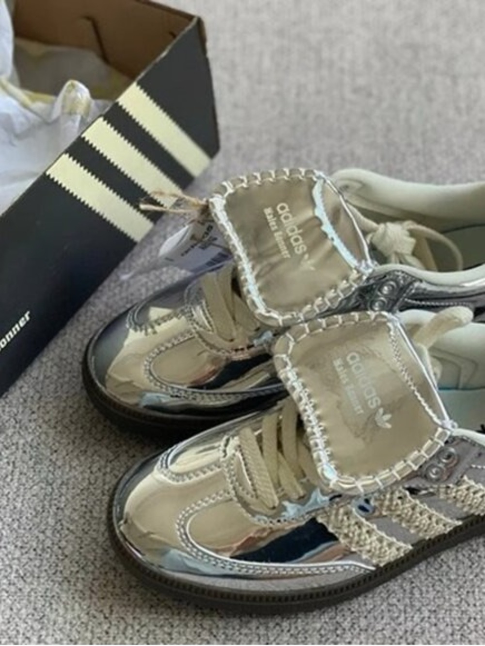 Women's Adidas Samba x Wales Bonner Low Silver Metallic Sneakers - Picture 3 of 5